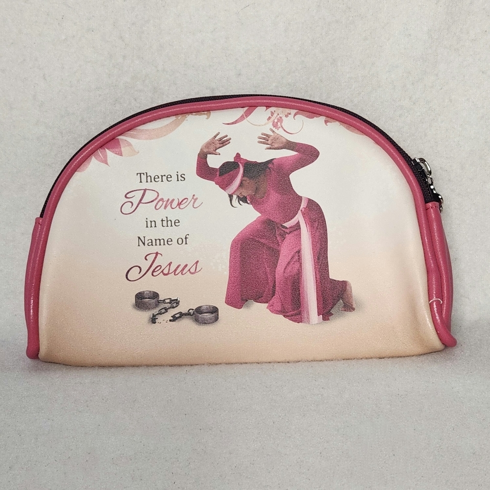 Power In The Name Of Jesus Cosmetic Bag Adorned With Stunning Black Art